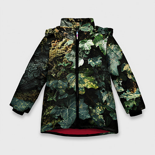 Зимняя куртка для девочки Реалистичный охотничий камуфляж / 3D-Красный – фото 1
