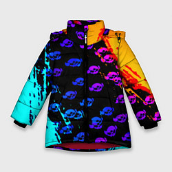 Куртка зимняя для девочки Brawl stars neon logo kids, цвет: 3D-красный