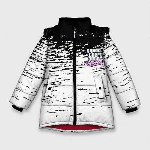 Зимняя куртка для девочки GTA vice city краски / 3D-Красный – фото 1