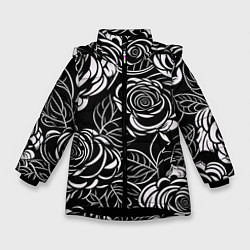 Куртка зимняя для девочки Цветочные паттерны, цвет: 3D-черный
