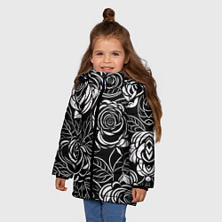 Куртка зимняя для девочки Цветочные паттерны, цвет: 3D-светло-серый — фото 2