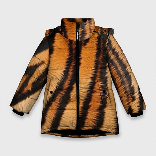 Зимняя куртка для девочки Тигровая шкура / 3D-Черный – фото 1
