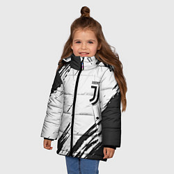 Куртка зимняя для девочки Ювентус текстура спорт клуб, цвет: 3D-красный — фото 2