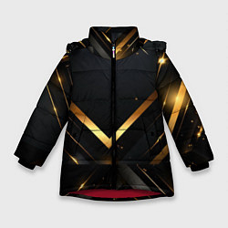 Куртка зимняя для девочки Gold luxury black abstract, цвет: 3D-красный