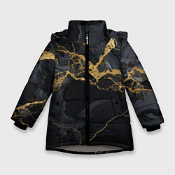 Куртка зимняя для девочки Золотой путь на черном граните, цвет: 3D-светло-серый