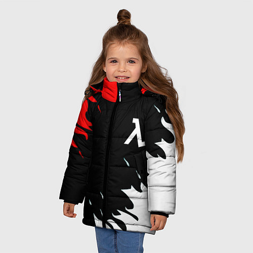 Зимняя куртка для девочки Half life текстура огонь / 3D-Красный – фото 3