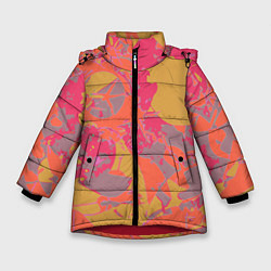Куртка зимняя для девочки Цветной яркий камуфляж, цвет: 3D-красный