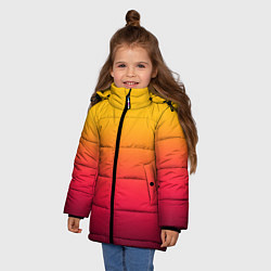 Куртка зимняя для девочки Жёлто-бордовый градиент, цвет: 3D-черный — фото 2