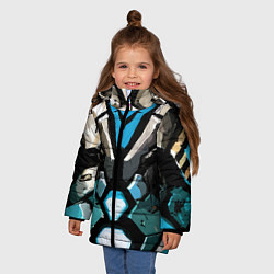 Куртка зимняя для девочки Синяя броня киберпанк, цвет: 3D-красный — фото 2