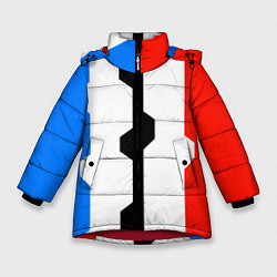 Зимняя куртка для девочки Техно линии синий и красный