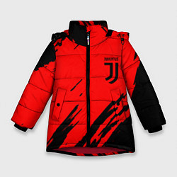 Куртка зимняя для девочки Juventus краски спорт фк, цвет: 3D-красный