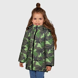 Куртка зимняя для девочки Самолёты - камуфляж, цвет: 3D-черный — фото 2