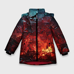 Куртка зимняя для девочки Абстрактный взрыв, цвет: 3D-красный