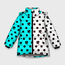 Куртка зимняя для девочки Roblox pattern logo mobile, цвет: 3D-светло-серый