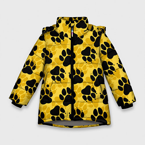 Зимняя куртка для девочки Dogs paws / 3D-Светло-серый – фото 1