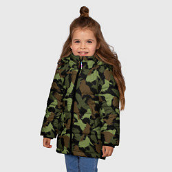 Куртка зимняя для девочки Разные птицы - камуфляж, цвет: 3D-черный — фото 2