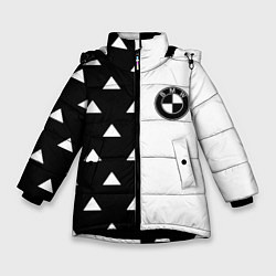 Куртка зимняя для девочки BMW геометрия, цвет: 3D-черный