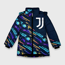 Куртка зимняя для девочки Juventus градиентные мячи, цвет: 3D-черный