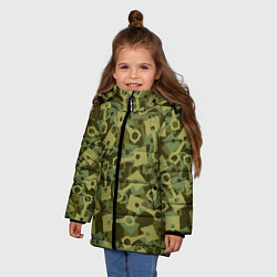 Куртка зимняя для девочки Поршни двигателя - камуфляж, цвет: 3D-красный — фото 2
