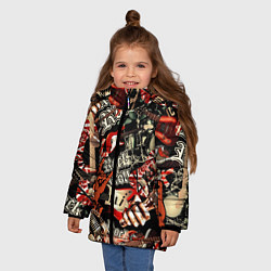 Куртка зимняя для девочки Рок патерн, цвет: 3D-красный — фото 2