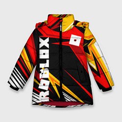 Куртка зимняя для девочки Роблокс - спортивная абстрация, цвет: 3D-красный