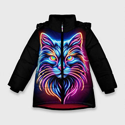 Зимняя куртка для девочки Суровый неоновый кот