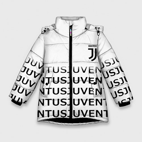 Зимняя куртка для девочки Ювентус лого паттерн спорт / 3D-Черный – фото 1