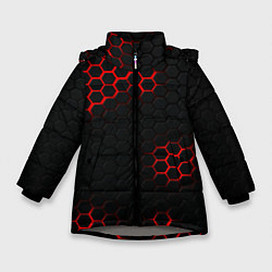 Куртка зимняя для девочки Стальная броня соты текстура, цвет: 3D-светло-серый