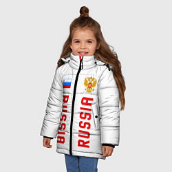 Куртка зимняя для девочки Россия три полоски на белом фоне, цвет: 3D-красный — фото 2