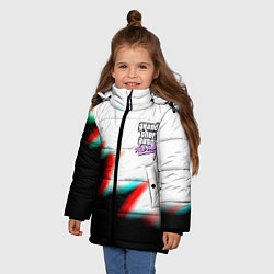 Куртка зимняя для девочки GTA glitch текстура вайсити, цвет: 3D-красный — фото 2