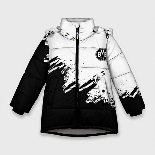 Зимняя куртка для девочки Borussia sport краски / 3D-Светло-серый – фото 1