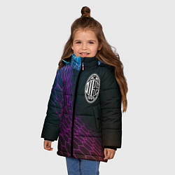 Куртка зимняя для девочки AC Milan футбольная сетка, цвет: 3D-черный — фото 2
