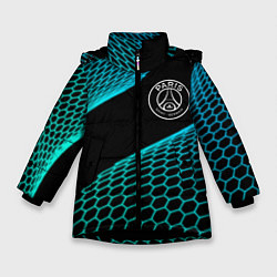 Куртка зимняя для девочки PSG football net, цвет: 3D-черный