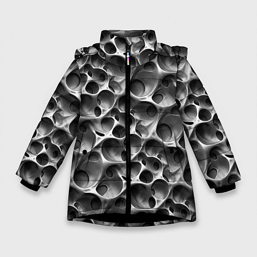 Зимняя куртка для девочки Металл - текстура / 3D-Черный – фото 1