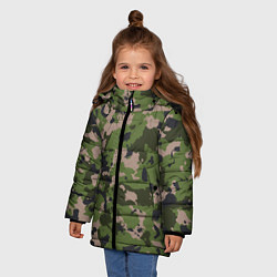 Куртка зимняя для девочки Камуфляжный паттерн в стиле Woodland, цвет: 3D-светло-серый — фото 2