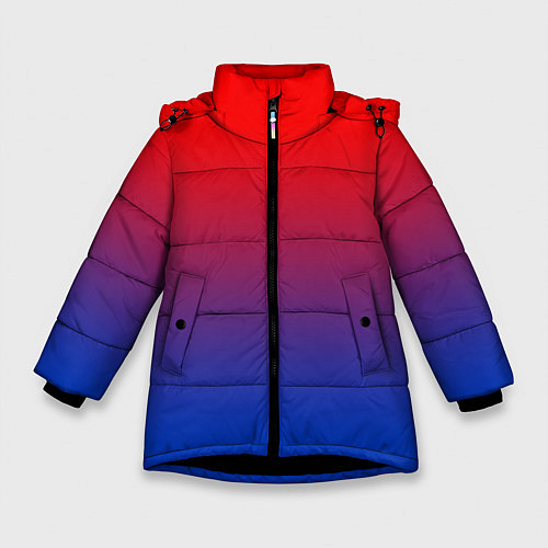 Зимняя куртка для девочки Красный и синий градиент / 3D-Черный – фото 1