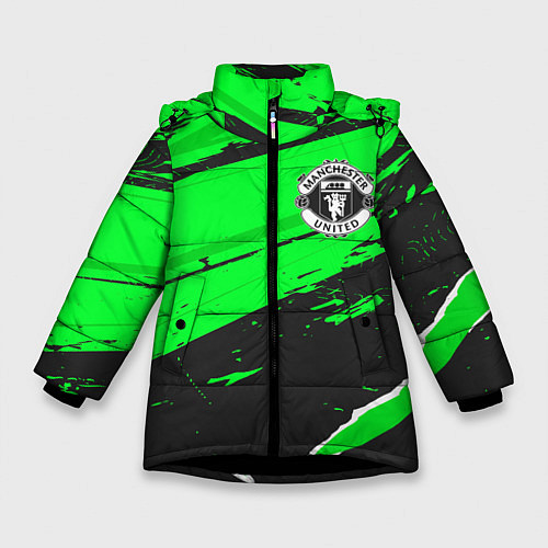 Зимняя куртка для девочки Manchester United sport green / 3D-Черный – фото 1