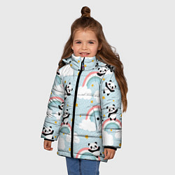 Куртка зимняя для девочки Панда на радуге, цвет: 3D-черный — фото 2