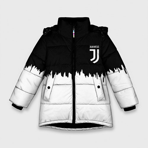 Зимняя куртка для девочки Juventus белый огонь текстура / 3D-Черный – фото 1