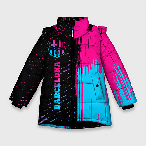 Зимняя куртка для девочки Barcelona - neon gradient по-вертикали / 3D-Черный – фото 1