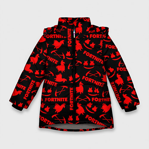 Зимняя куртка для девочки Fortnite pattern logo marshmello / 3D-Светло-серый – фото 1