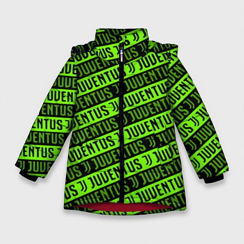 Зимняя куртка для девочки Juventus green pattern sport / 3D-Красный – фото 1