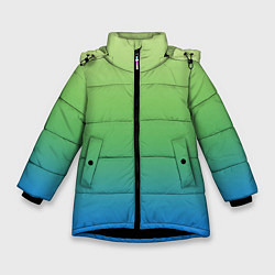 Зимняя куртка для девочки Градиент зелёно-голубой