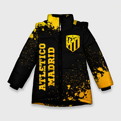 Куртка зимняя для девочки Atletico Madrid - gold gradient вертикально, цвет: 3D-черный