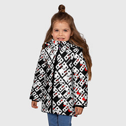 Куртка зимняя для девочки Абстрактный узор на чёрном фоне, цвет: 3D-черный — фото 2