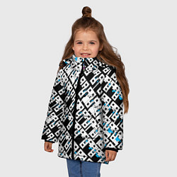 Куртка зимняя для девочки Абстрактный узор на чёрном фоне, цвет: 3D-светло-серый — фото 2