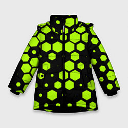 Зимняя куртка для девочки Зеленые соты киберпанк
