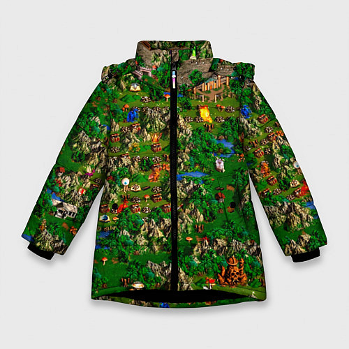 Зимняя куртка для девочки Карта из Героев 3 / 3D-Черный – фото 1