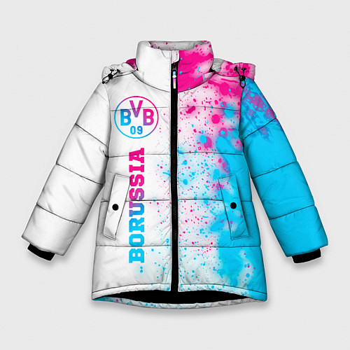 Зимняя куртка для девочки Borussia neon gradient style по-вертикали / 3D-Черный – фото 1