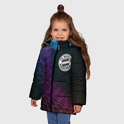 Куртка зимняя для девочки Bayern футбольная сетка, цвет: 3D-черный — фото 2